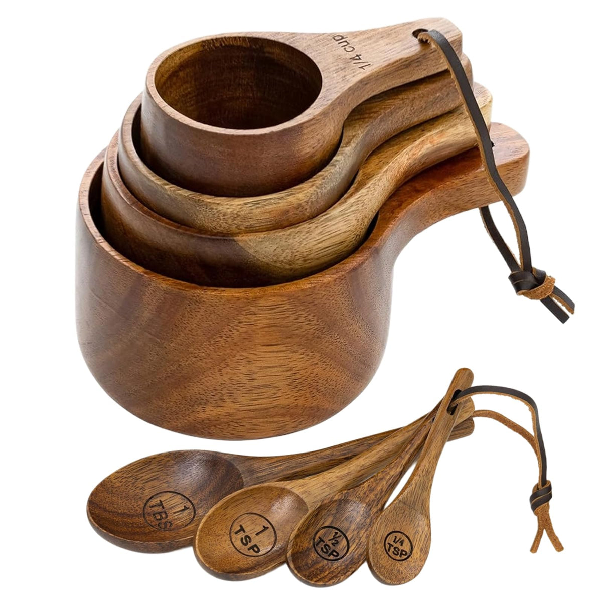 PLDNHZUA wooden measuring cups and spoons on counter with precise baking measurements