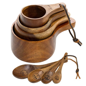 PLDNHZUA wooden measuring cups and spoons on counter with precise baking measurements