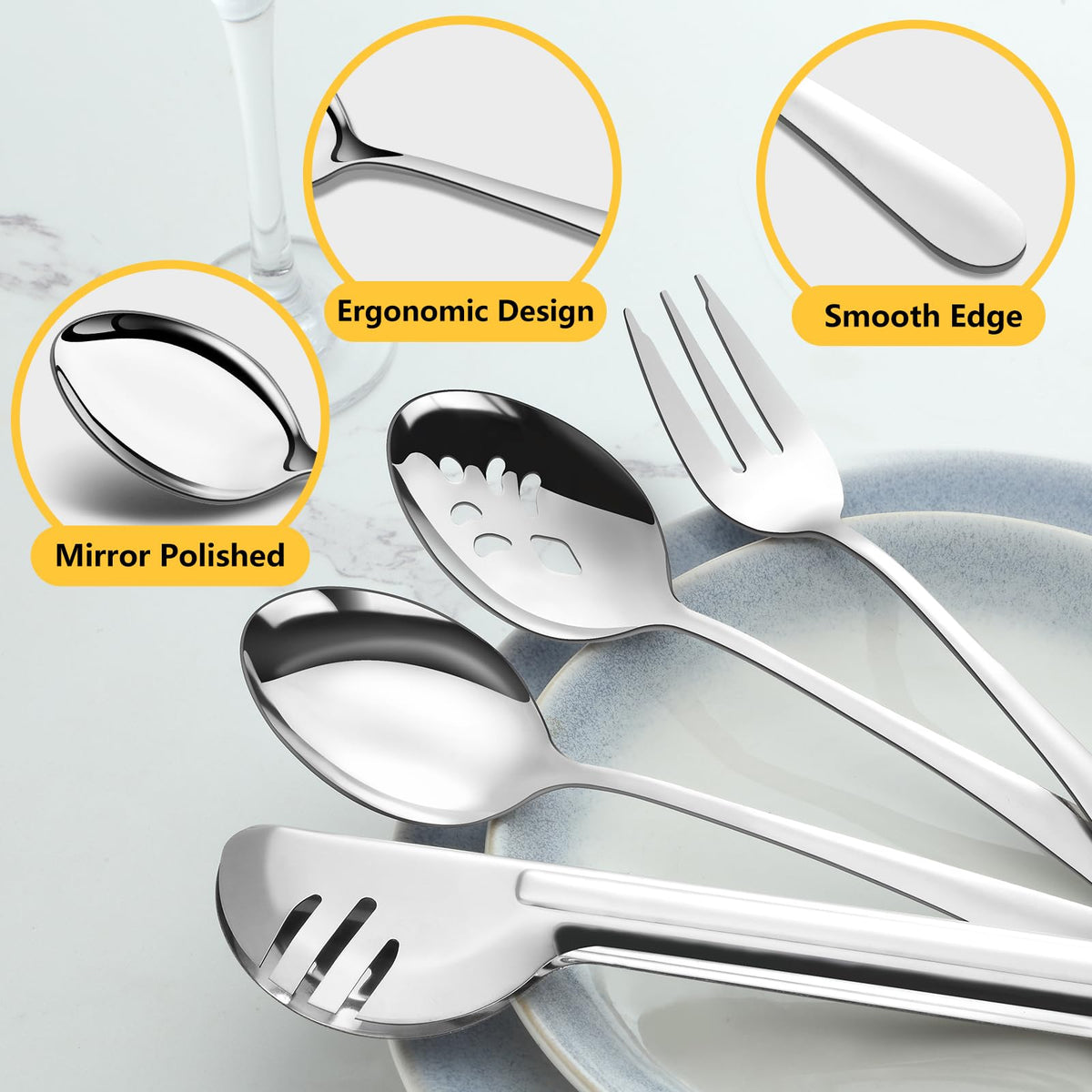 Pleafind 16-pcs serving utensils forks, balanced grip for easy portioning