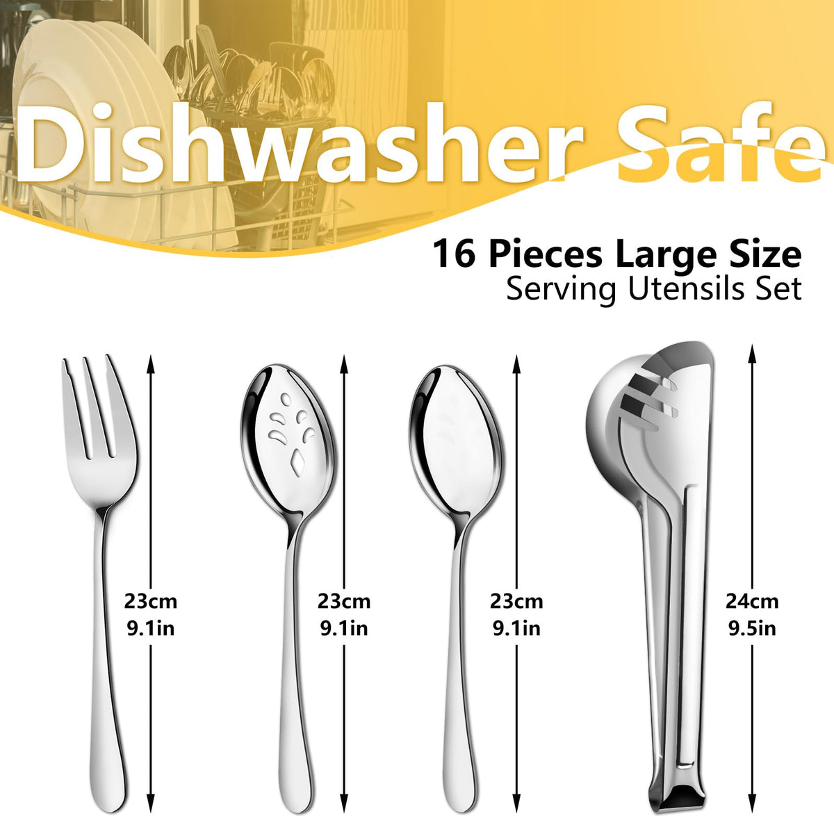 Pleafind 16-pcs serving utensils slotted spoons, ideal for separating solids from liquids