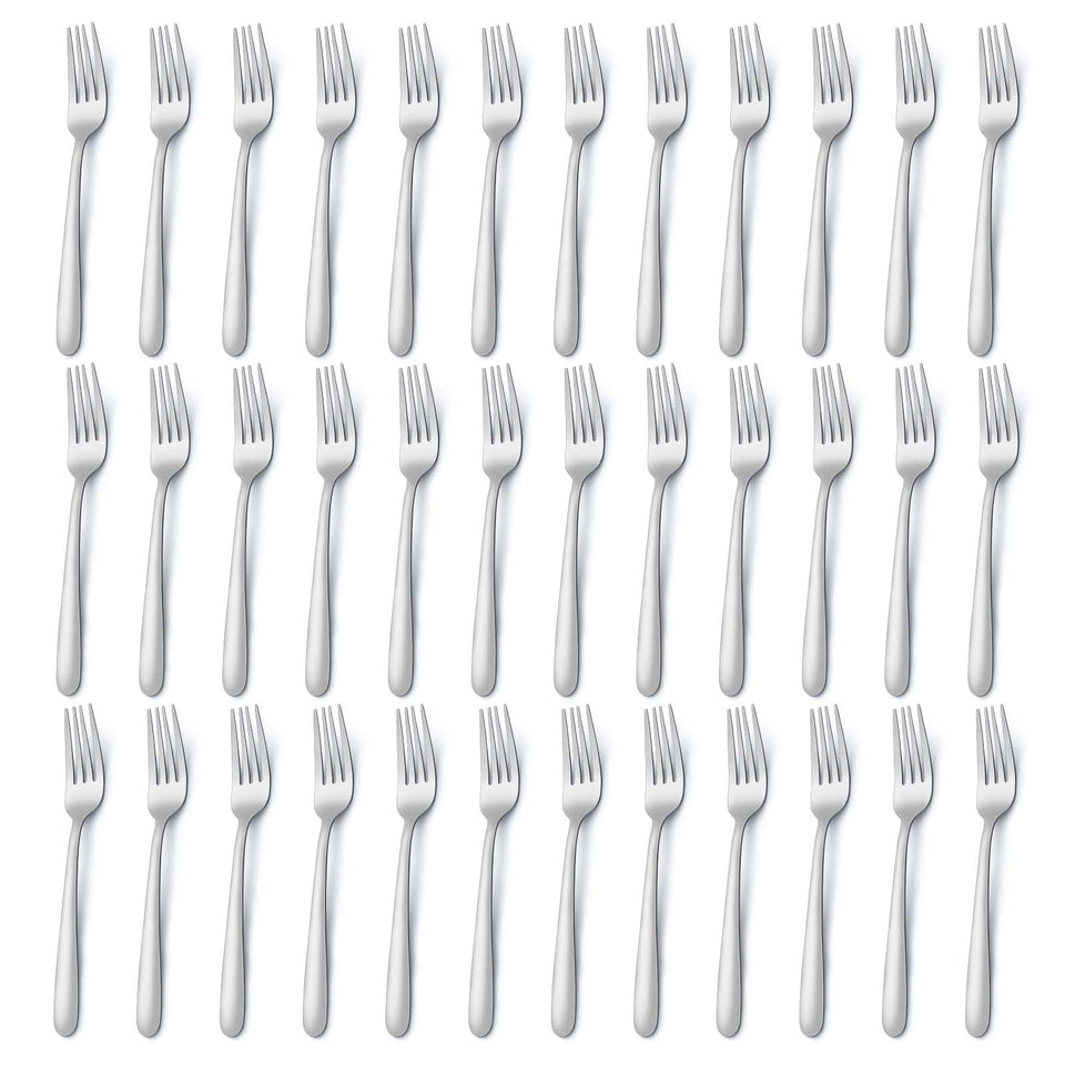 Pleafind 36-piece dinner forks set in mirror finish for elegant table settings.
