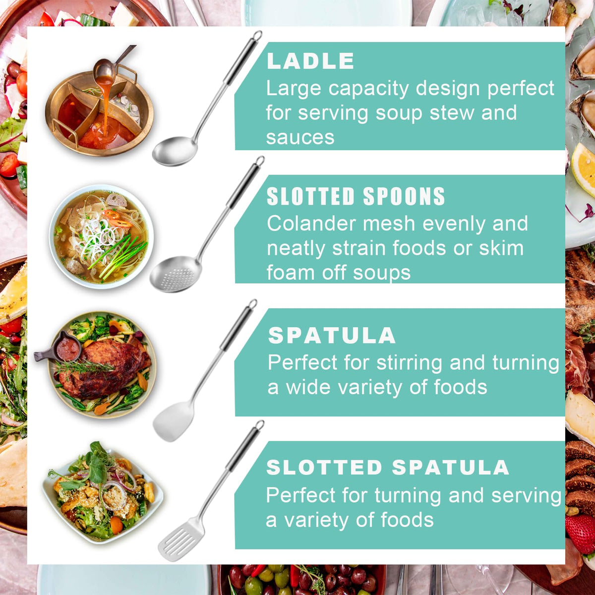 Pleafind serving-ladle for easy serving of soups and broths.