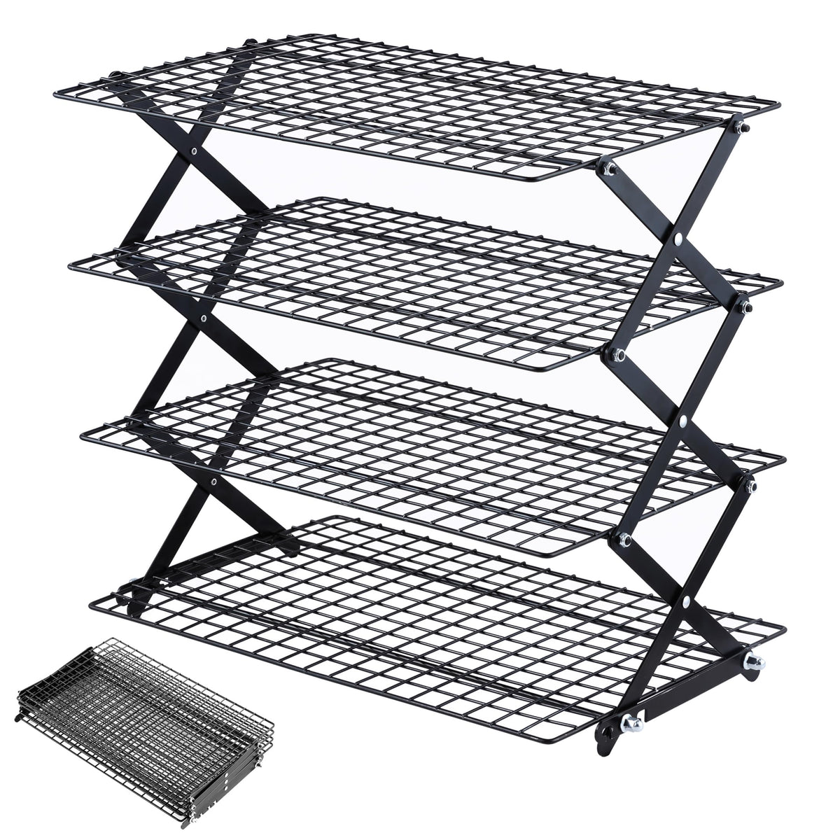 Pleafind 4-tier collapsible cooling rack in action for even cooling of sheet pans