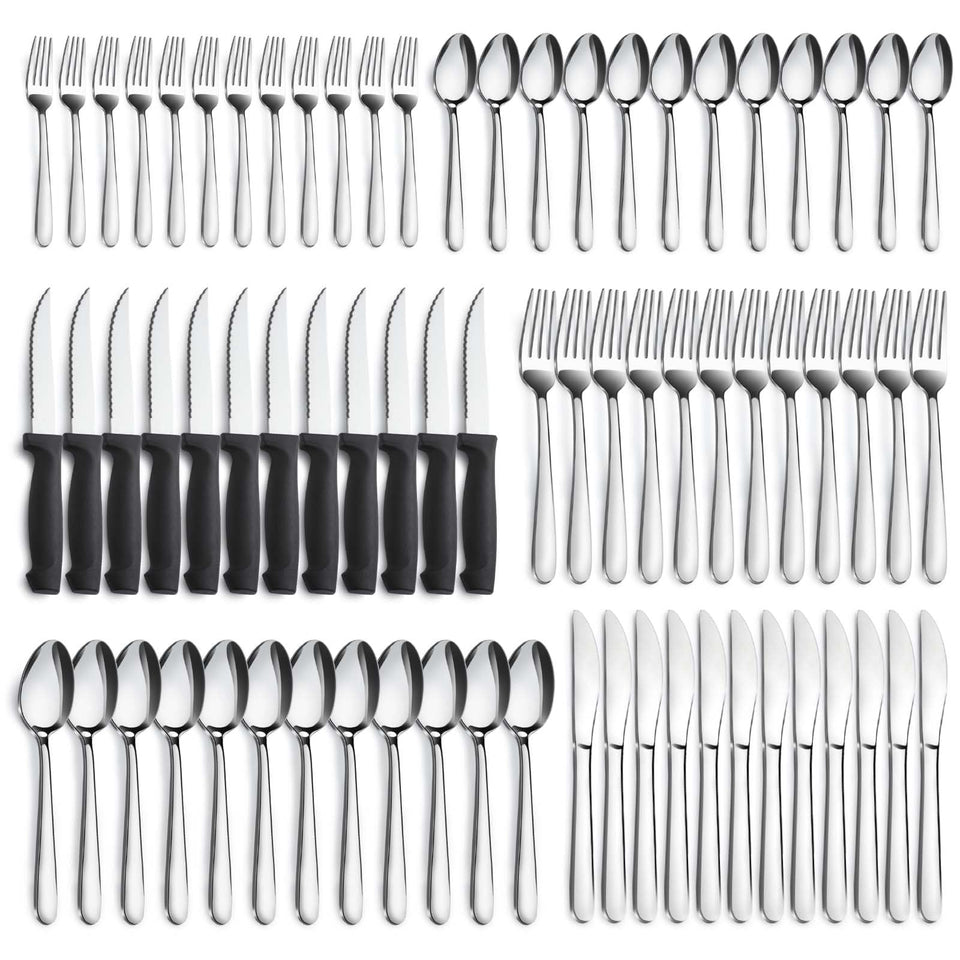 Pleafind 72-piece flatware set with dinner spoons for family meals