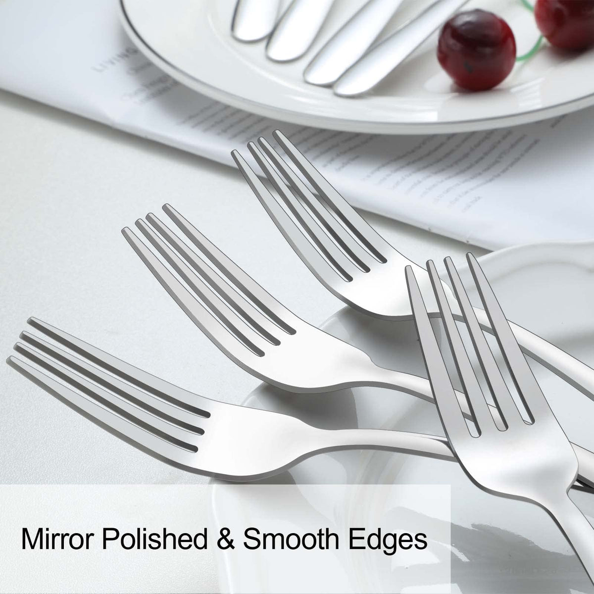 Pleafind ergonomic dinner forks provide comfortable grip and balanced dining experience.