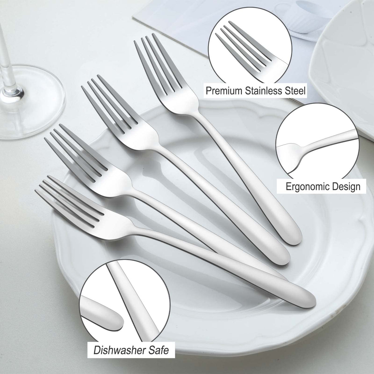 Pleafind mirror polished forks showcase classic design suitable for weddings and parties.
