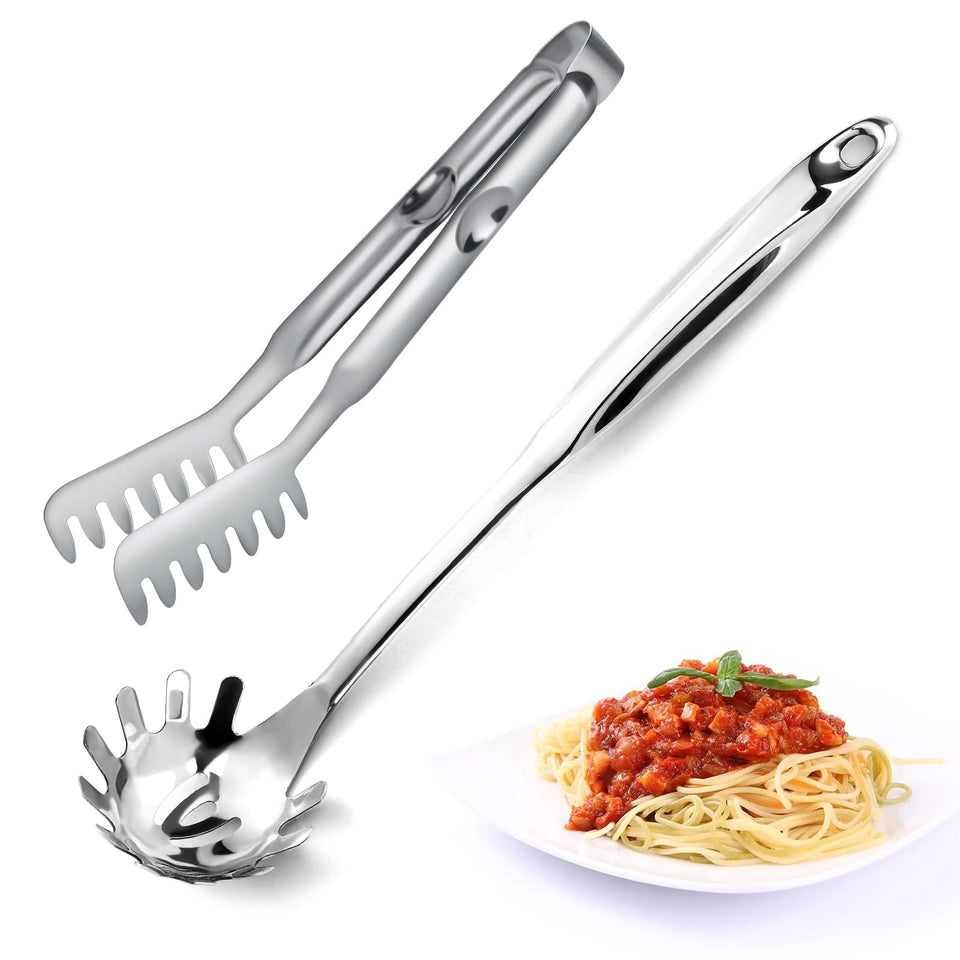 Pleafind spaghetti spoon with ergonomic grip for easy pasta retrieval and draining.