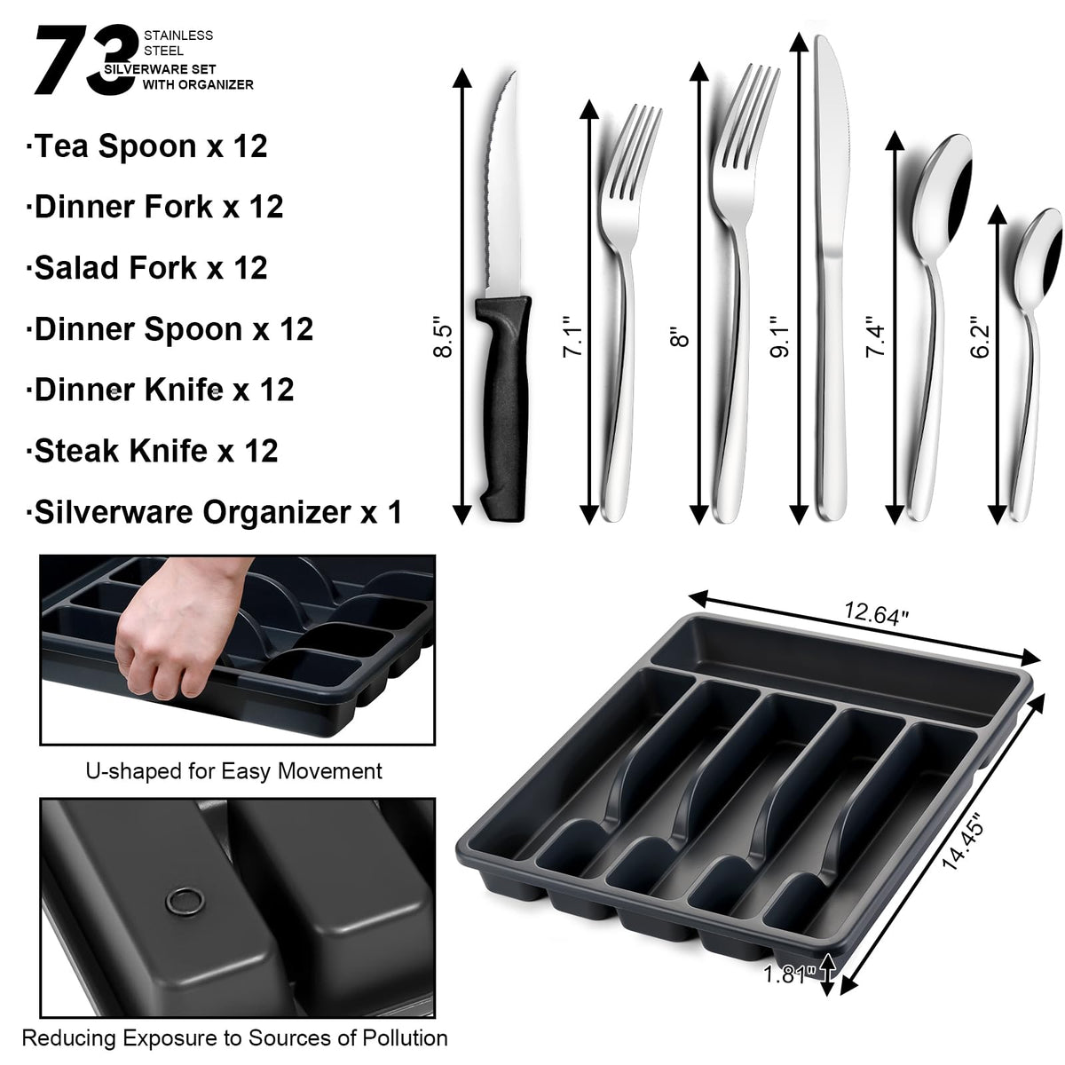 Pleafind stainless steel flatware ready for dishwasher cleaning