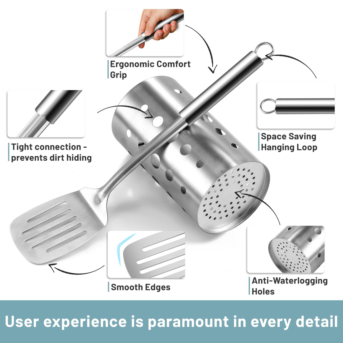 Pleafind slotted turner ideal for flipping foods with nonstick surface care.