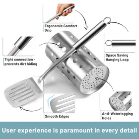 Pleafind slotted turner ideal for flipping foods with nonstick surface care.