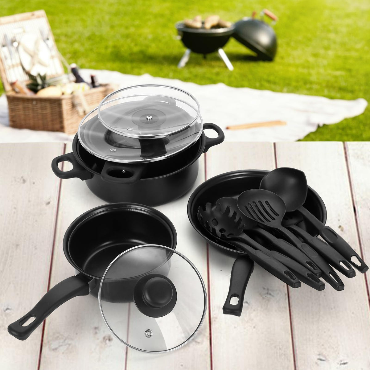 Pleasthome vented glass lids allow watching simmering meals clearly.
