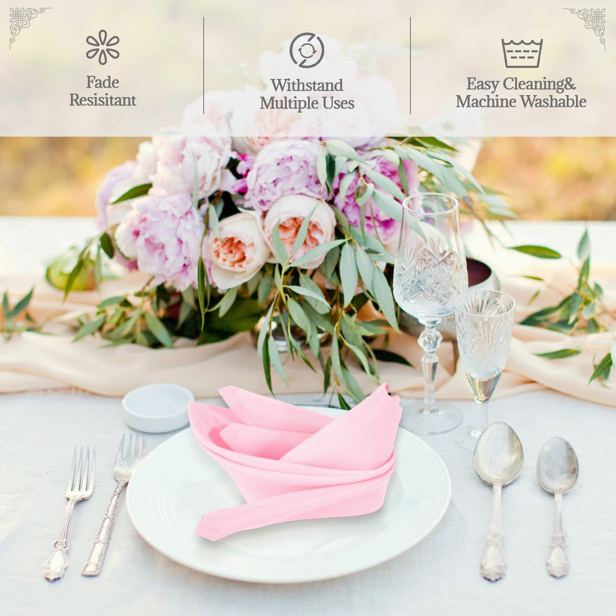 PLOYMONO cloth napkins with crisp hemmed edges for a polished table look.