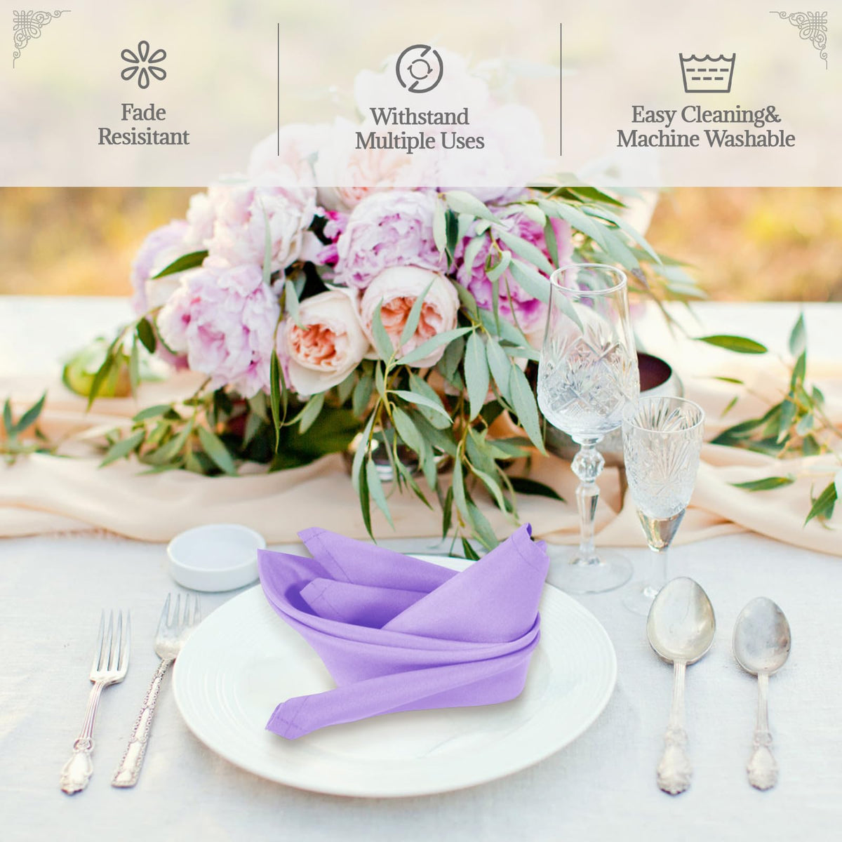 PLOYMONO lavender cloth napkins set of 8 for cohesive celebrations