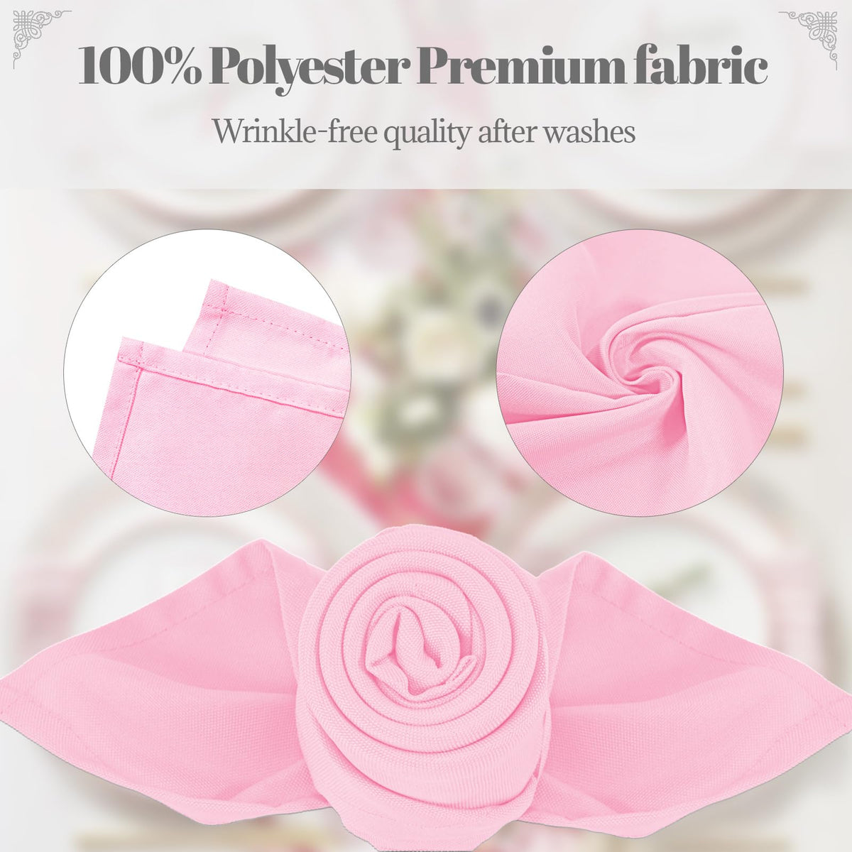 PLOYMONO pink napkins in an 8-pack, reusable and easy to care for.