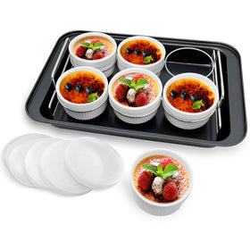 PLSFIT ramekins set with silicone lids for creme brulee and desserts
