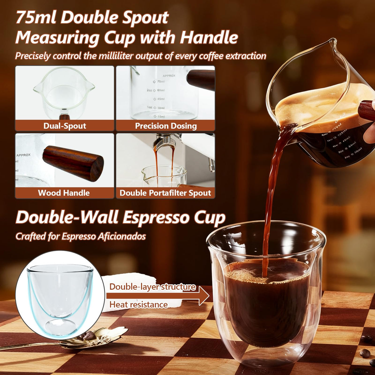 Plubserrve double-walled espresso cup keeps drinks hot and hands cool.