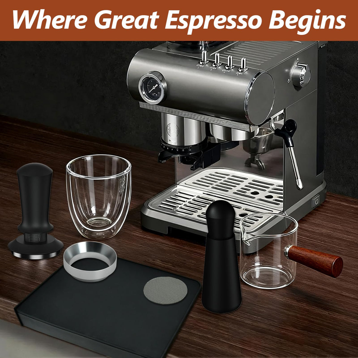 Plubserrve tamper mat protects surfaces and keeps the workspace tidy.