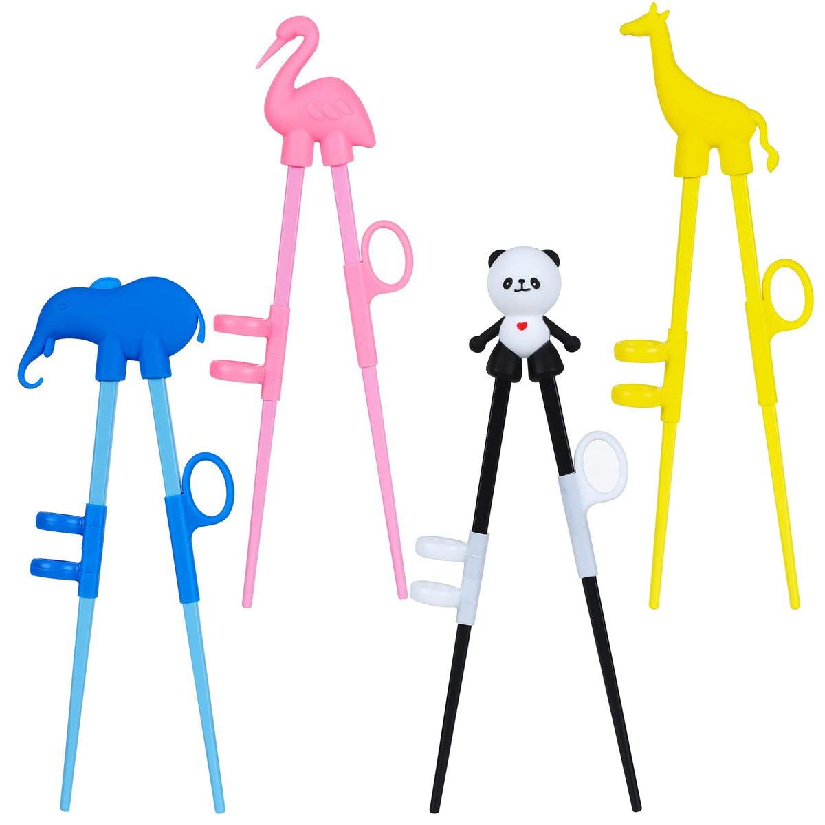 Plum Garden training chopsticks with removable animal toppers for imaginative play and practice.