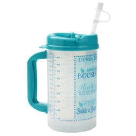 Plum Hill hospital cup teal lid and straw for all-day hydration.