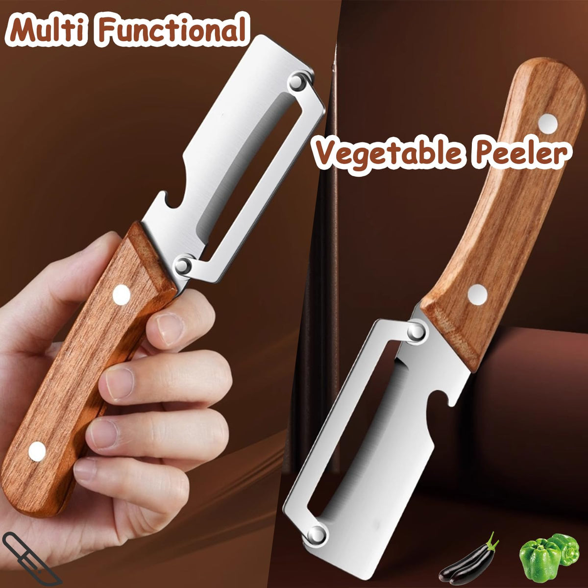 PMDYBY peeler in use on a cutting board demonstrating ease of use