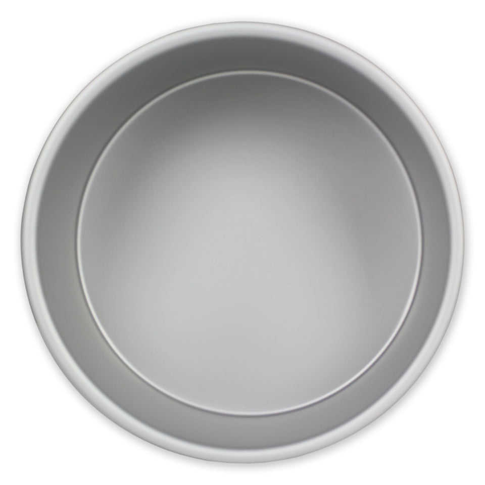 PME professional aluminum baking pan round 8x4 with smooth edge for clean cake sides.