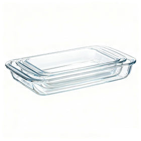 Pmssypl 1qt glass baking dish with clear walls, ideal for single servings.