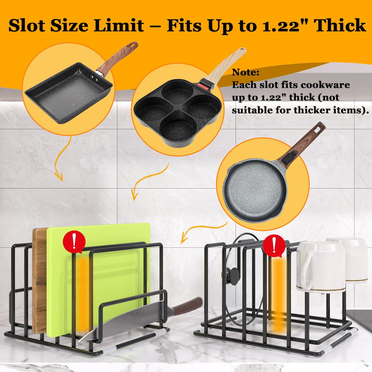 PMYEK 2-pack organizer for 5-slot pot lids saves space and prevents clutter