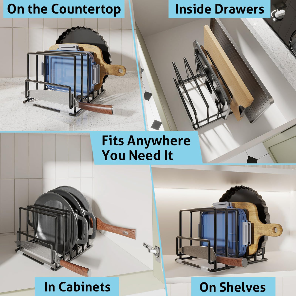 PMYEK kitchen organization space-saving design helps tidy cabinets and counters.