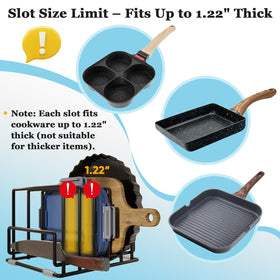 PMYEK pot lid and tray organizer guides lids and trays into upright positions for easy reach.