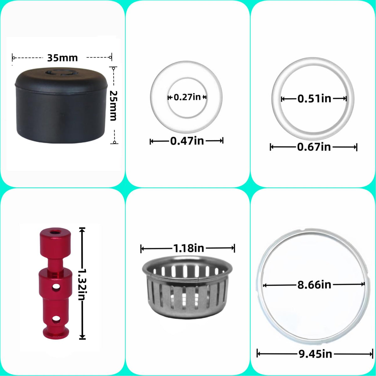 Pnltae green float valve cap improves visibility and quick assembly.
