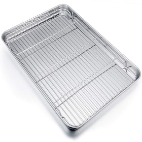 P&P CHEF baking sheet with rack showcases large capacity for family meals.