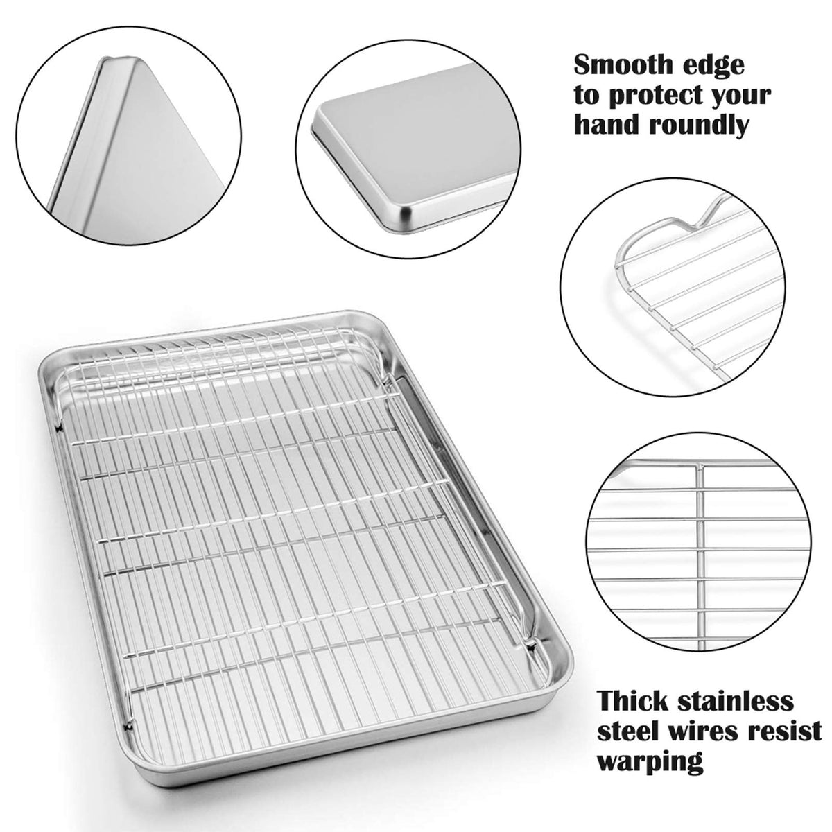 P&P CHEF stainless steel rack inside the sheet enables even roasting.