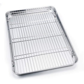 P&P CHEF deep-rim bakeware keeps juices contained during cooking.
