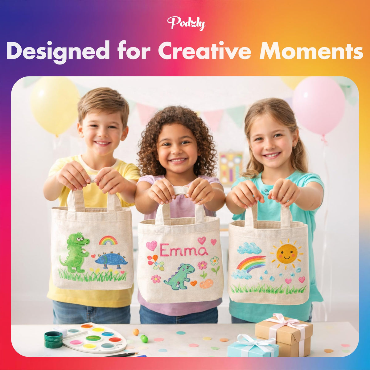 Podzly mini tote bags durable canvas fabric withstands repeated use in arts and crafts
