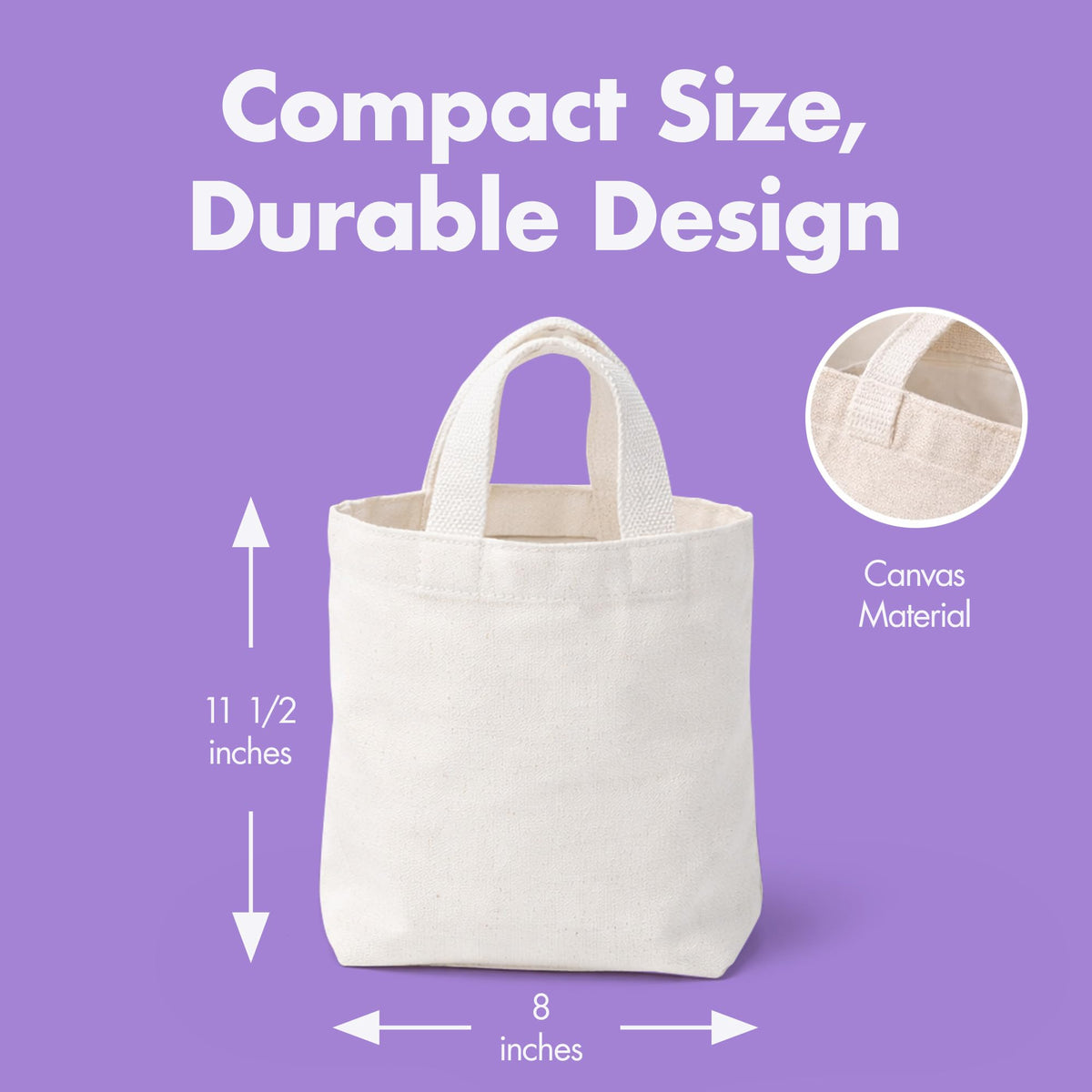 Podzly mini tote bags nylon handles closeup shows grip and durability for kids' crafts