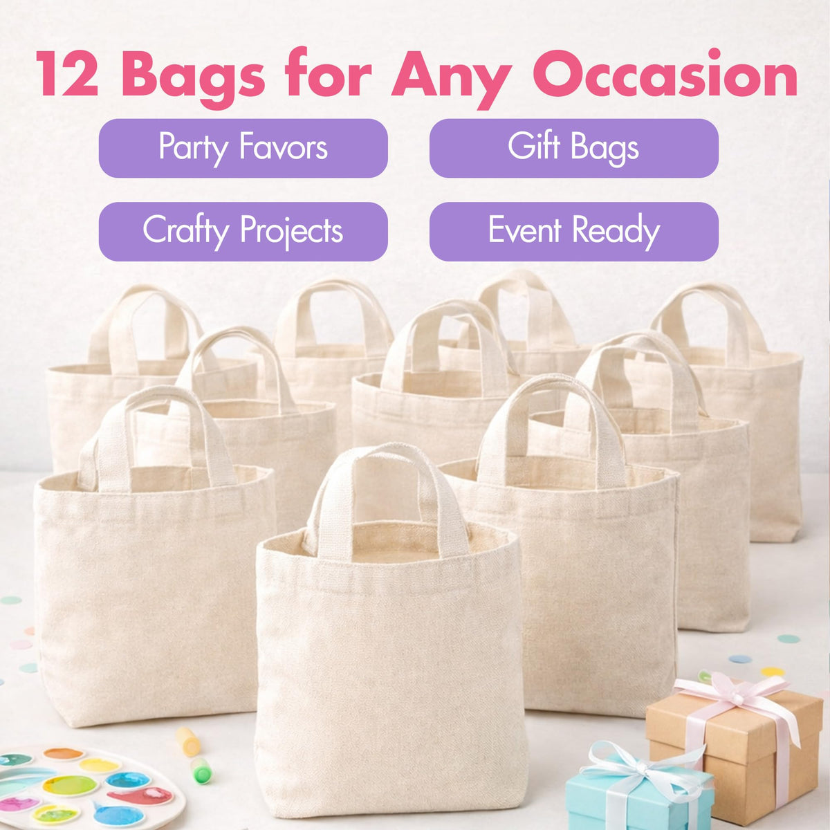 Podzly mini tote bags party-favor pack perfect for gifting candy, toys, or treats