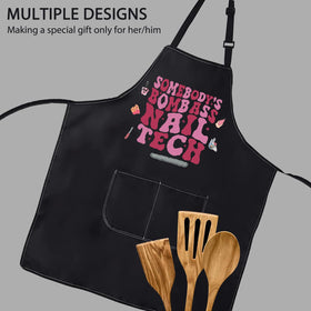 POFULL Nail Artist Apron adjustable neck strap in use.