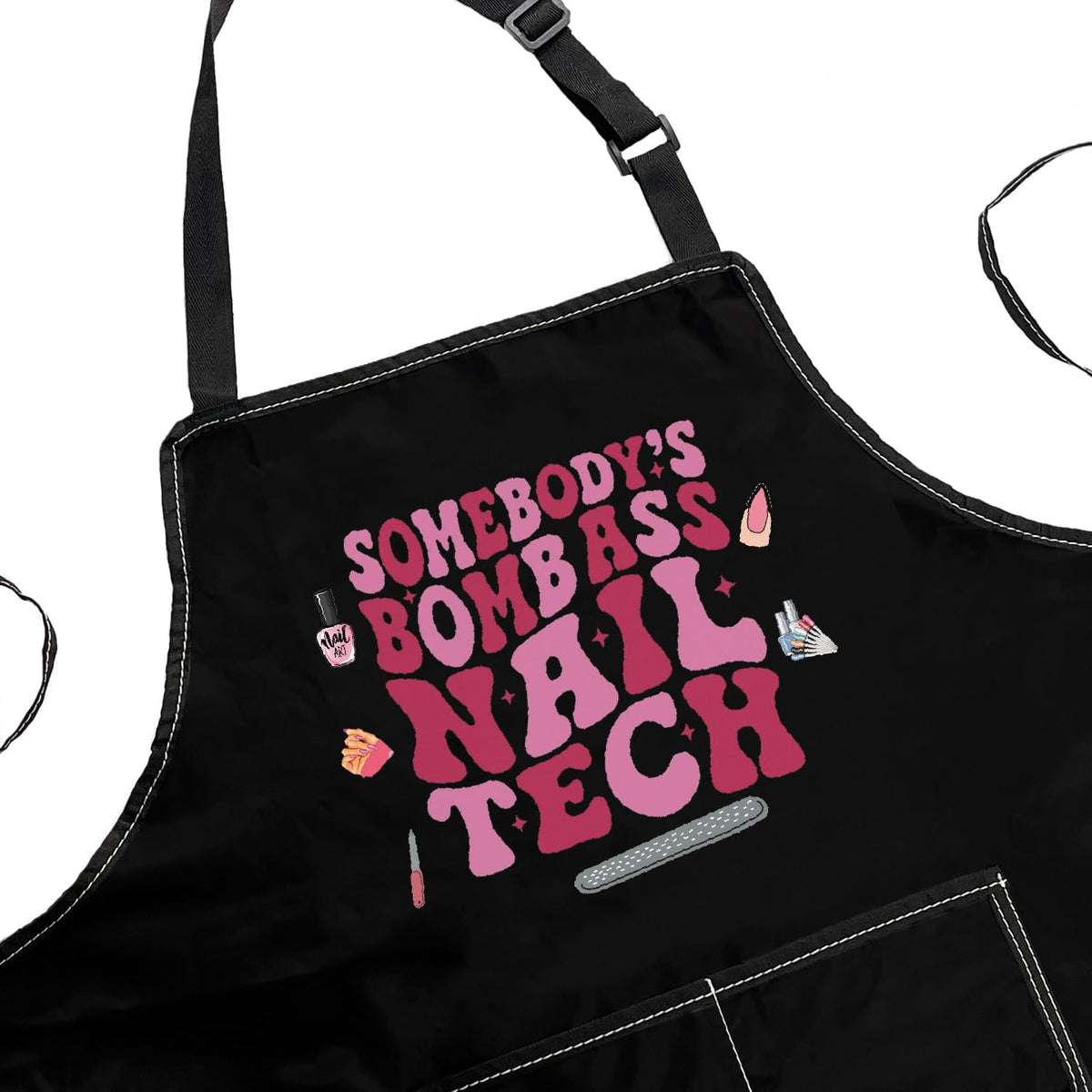 POFULL Nail Technician Apron two-pocket layout for tools and phone.
