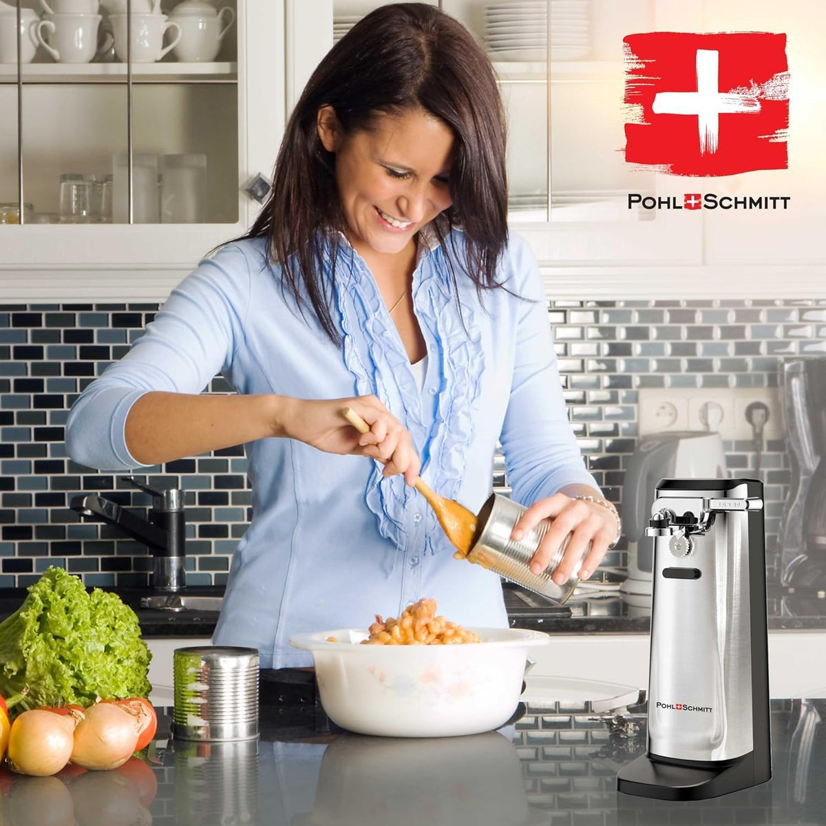 POHL SCHMITT lid magnet safety feature, hands-free lid disposal.