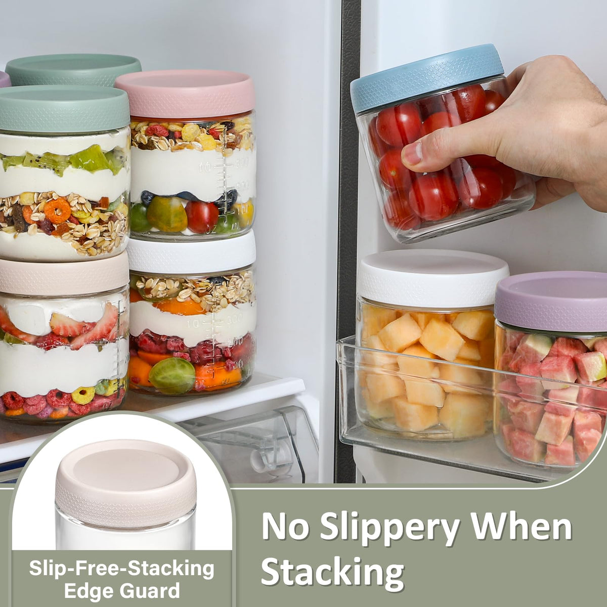 POIKSHARK glass jars for meal prep, snacks, and pantry organization