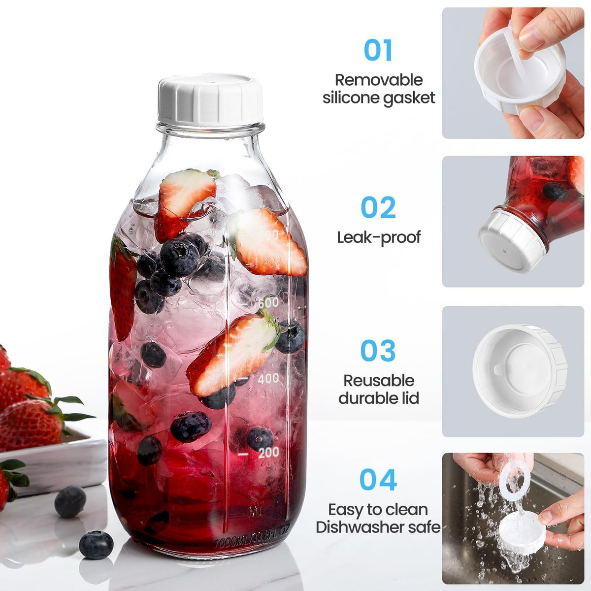 POIKSHARK wide-mouth opening handles ice and garnishes