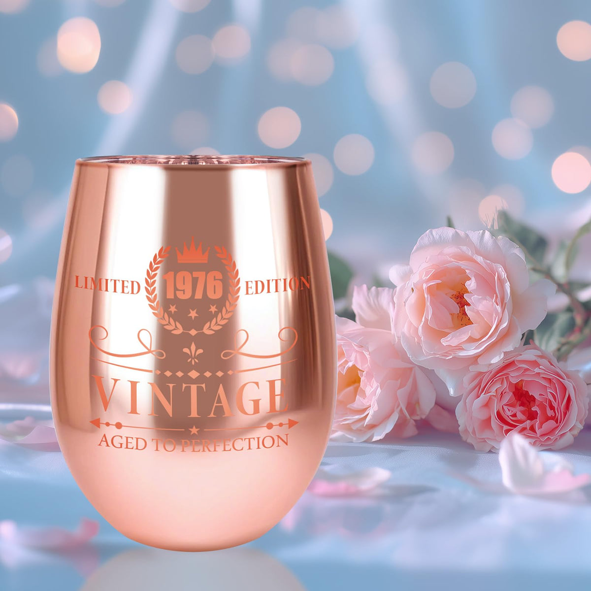 POJOOY hand-engraved crystal with rose-gold plating for elegant anniversary toasts.