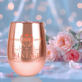 POJOOY hand-engraved crystal with rose-gold plating for elegant anniversary toasts.