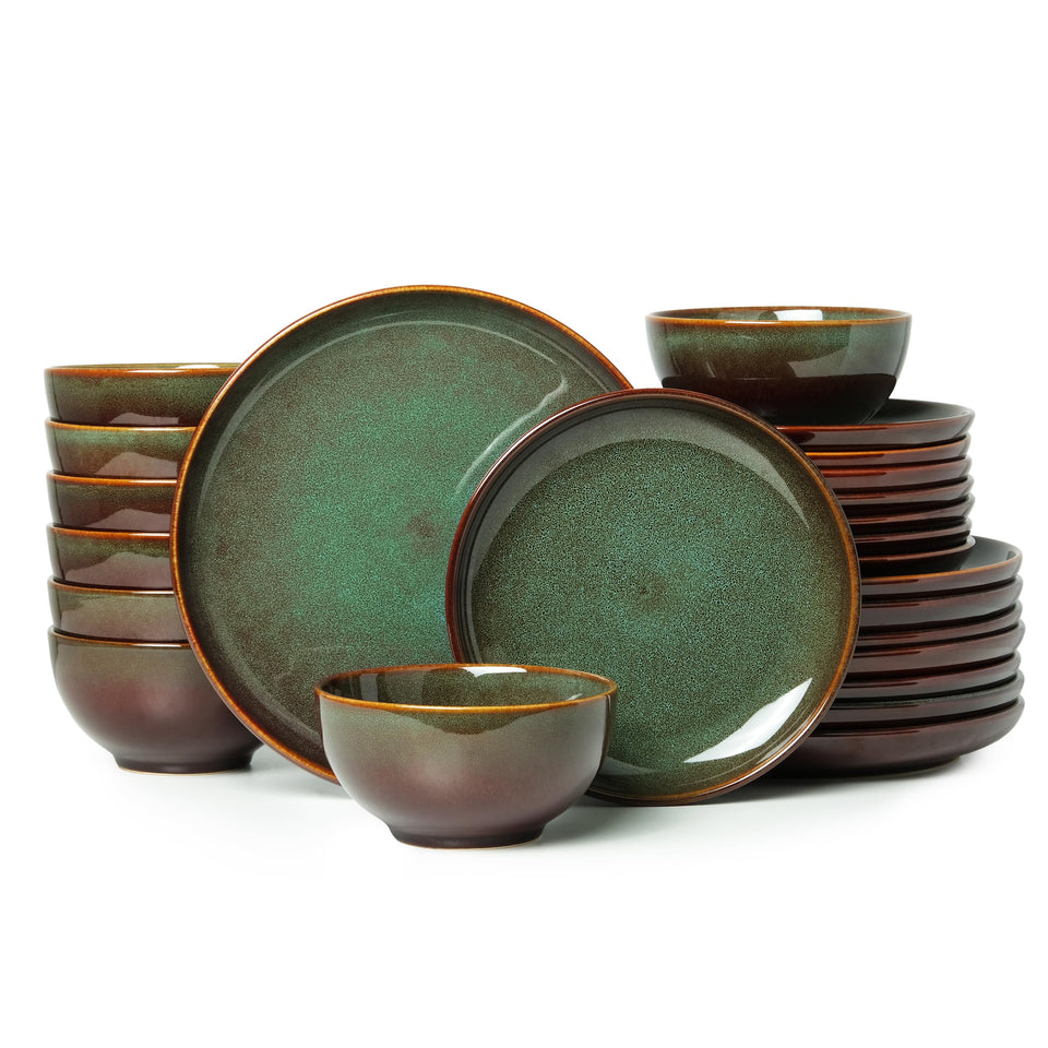 Pokini 24-piece dinnerware set on table for family gatherings