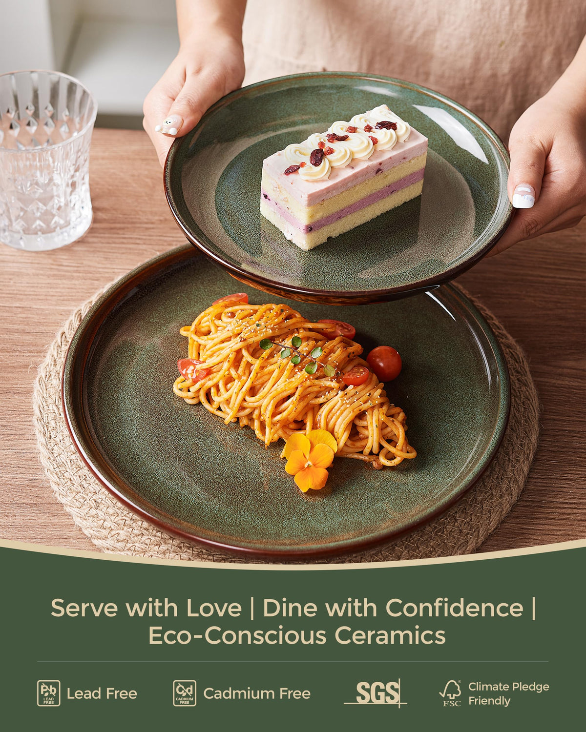 Pokini stoneware finish emphasizes long-lasting durability for everyday dining.