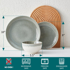 Pokini gradient green dessert plates close-up highlighting vibrant glaze for elegant table settings.