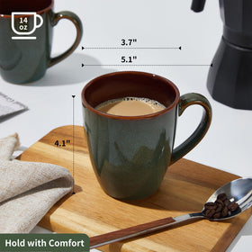 Pokini ceramic mug showing ergonomic handle for comfortable grip.