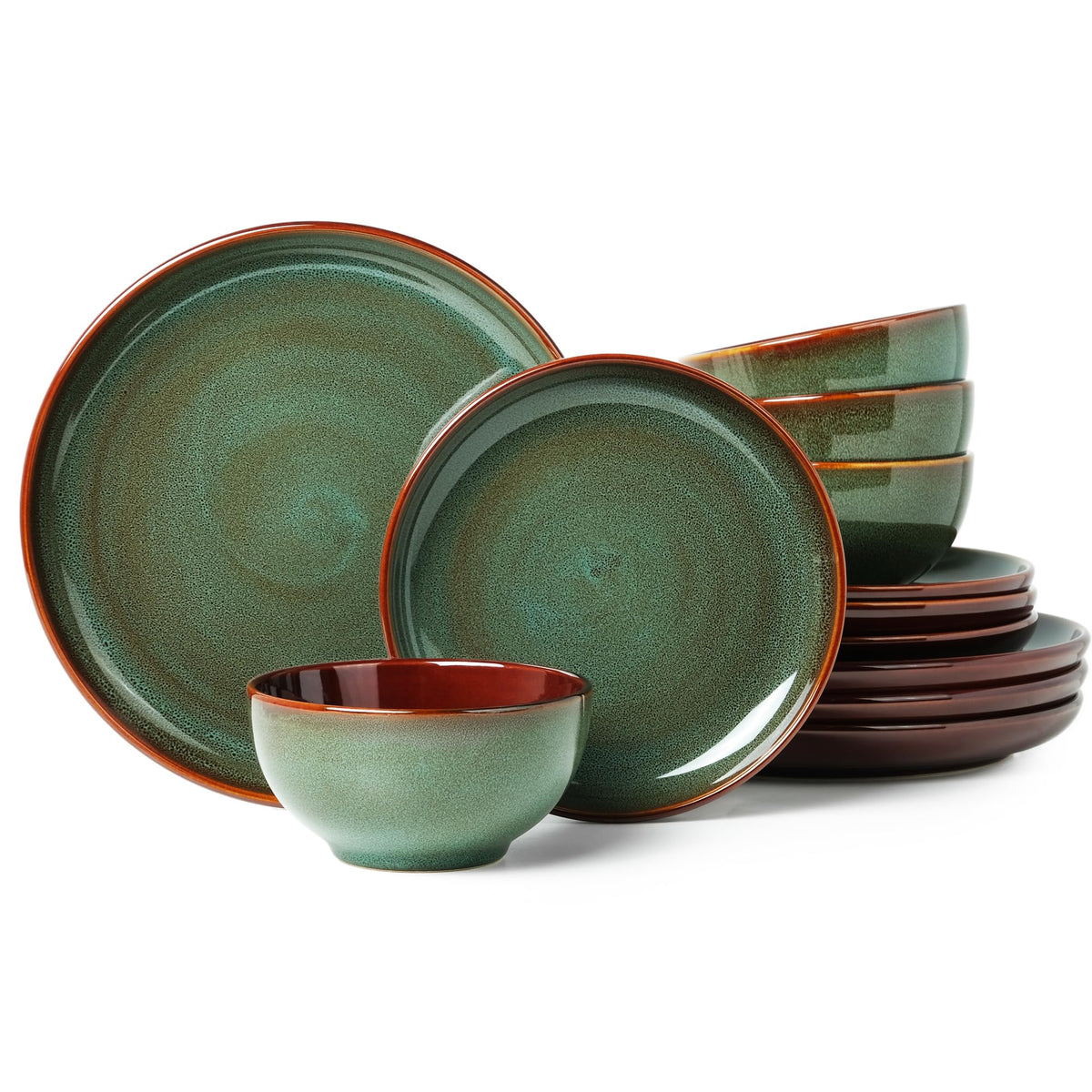 Pokini sage green dinner plate with reactive glaze for everyday meals