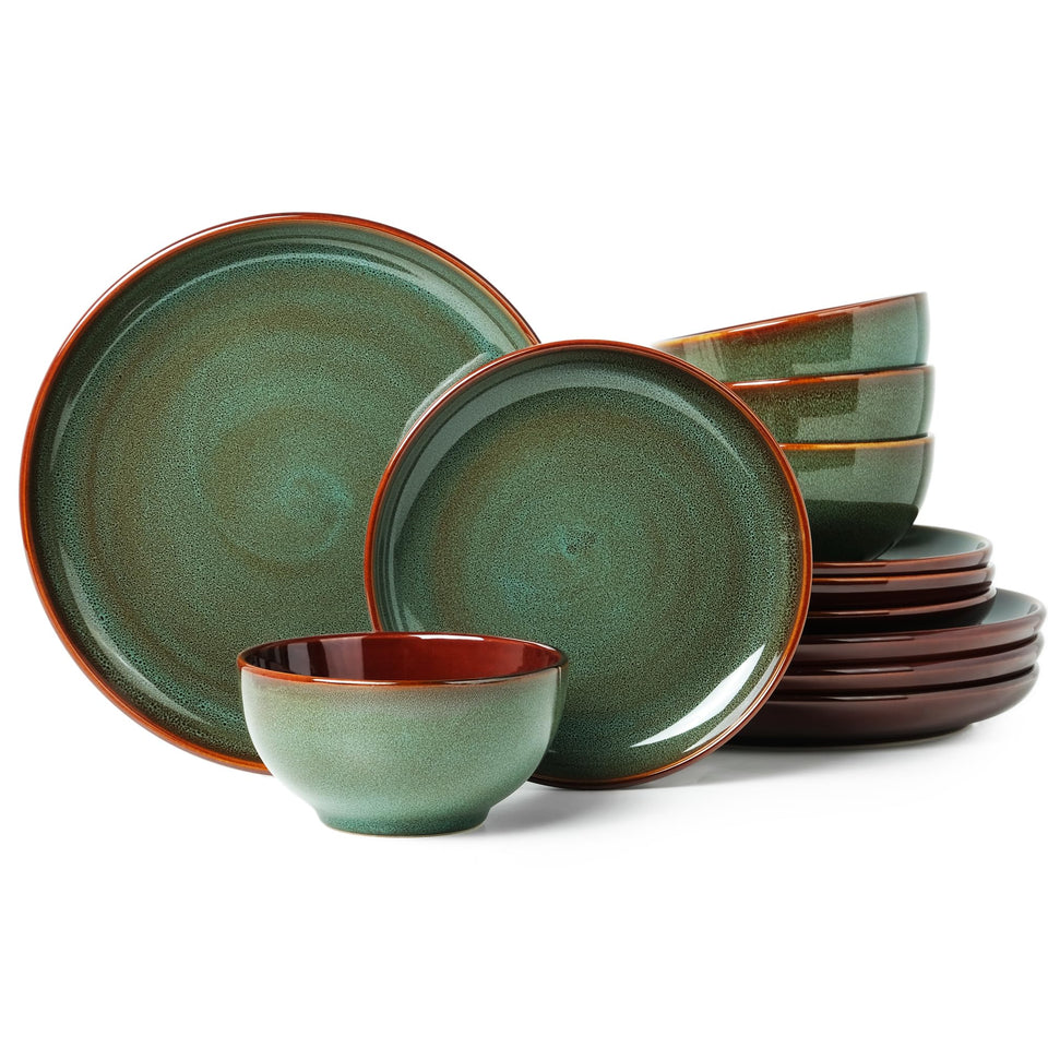 Pokini sage green dinner plate with reactive glaze for everyday meals