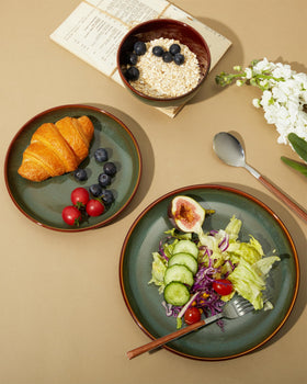 Pokini sage green microwave-safe dish in real kitchen setting